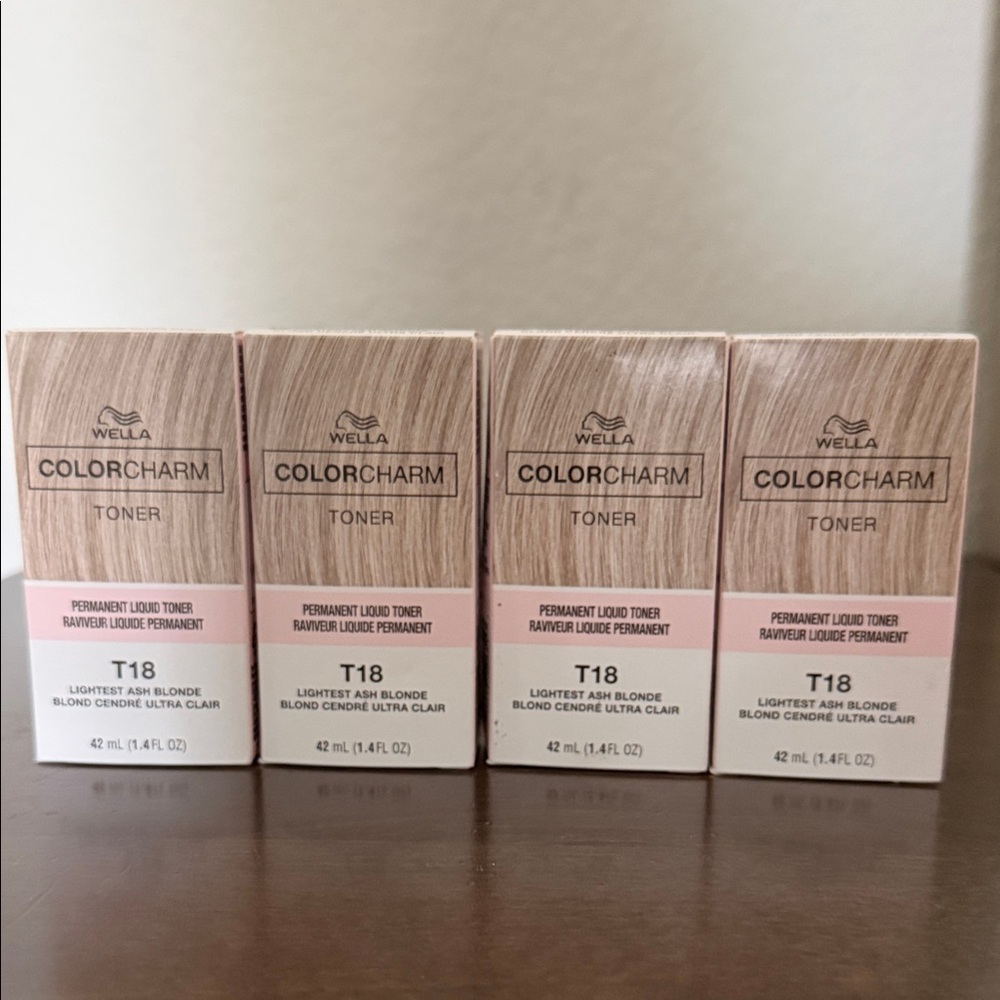 Set of 4 Wella Color Charm Toner T18 Lightest Ash Blonde